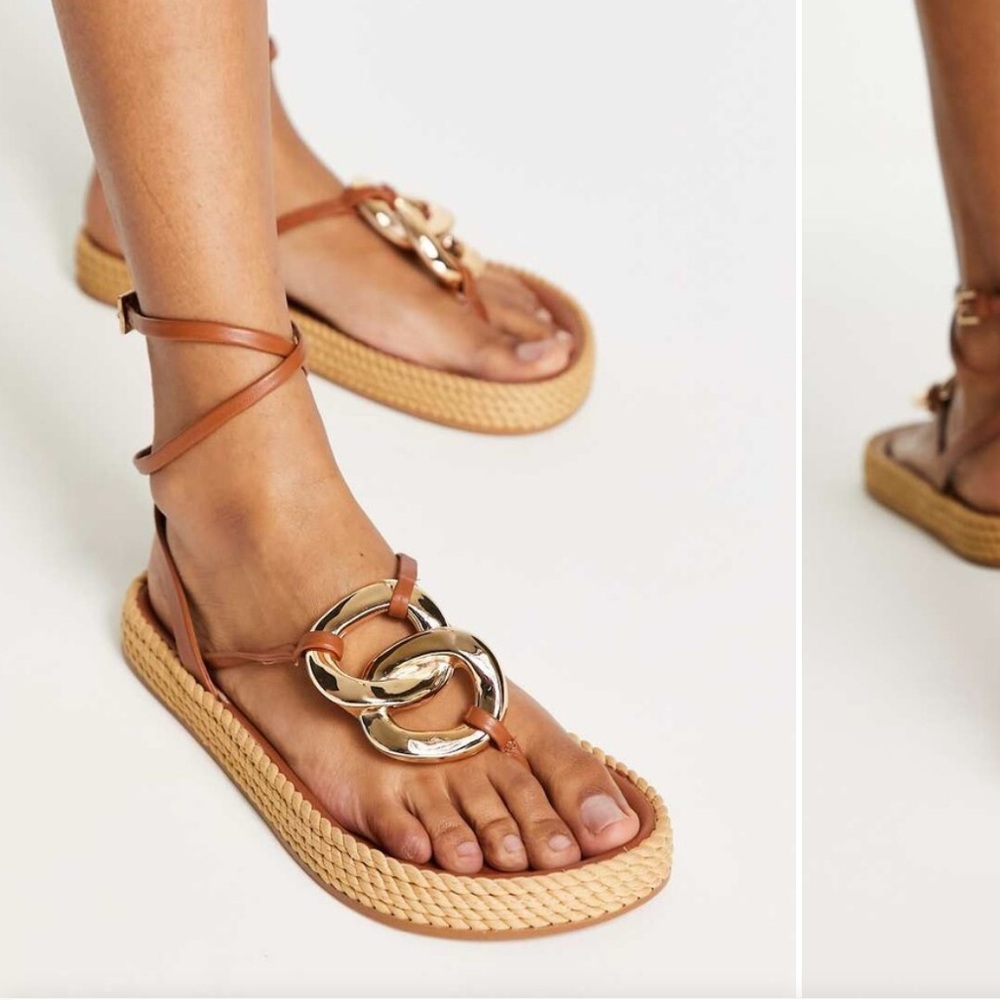 ASOS genuine leather jellyfish Sandals with Ankle Strap and Platform Sole